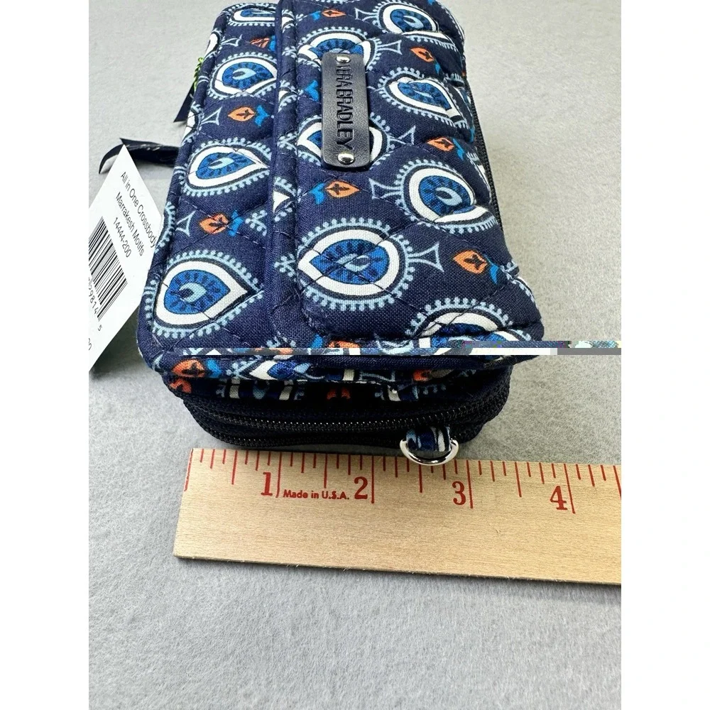 Vera Bradley All In OneCrossbodyWristletWallet Marrakesh Motifs Blue Paisley NWT